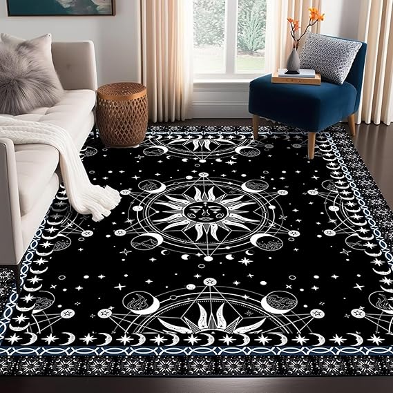 Sun and Moon Rug Boho Celestial Area Rugs for Bedroom Dorm