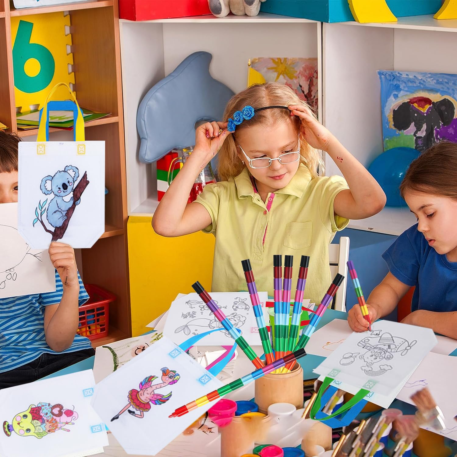 Felly Borsette Da Colorare Bambini, 12 Pezzi Di Sacche Da Colorare Per Bambini I 469199