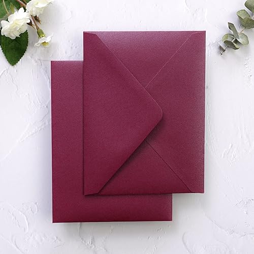 Miniatura 7 de PONATIA Paquete de 50 sobres A1, 3 58 x 5 18 pulgadas, sobres color burdeos perfectos para tarjetas de boda, tarjetas de confirmación, sobres de