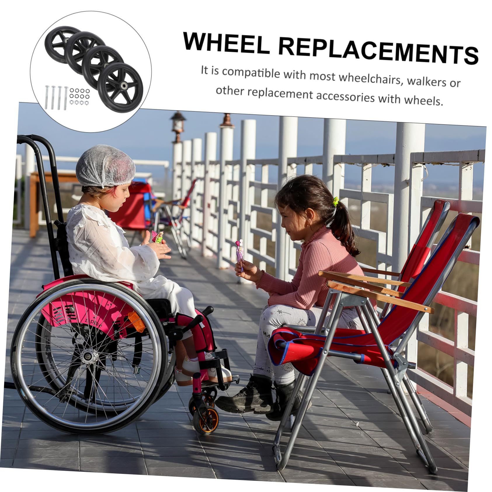 Hohopeti Ruedas Delanteras Lisas Silla de Ruedas para Abs y Acero Resistentes y Duraderas de Repuesto para Uso Interior y Exterior