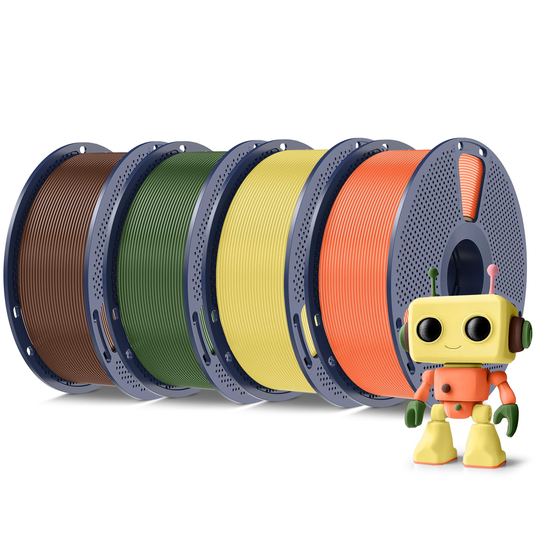 SUNLU 4 kg Macaron PLA Meta Filament Filamento, PLA stampante 3D filamento 1,75 mm ± 0,02 mm, più resistente Filamento 3D ordinatamente avvolto, totale 4 kg, 1 kg per bobina, arancione soleggiato+