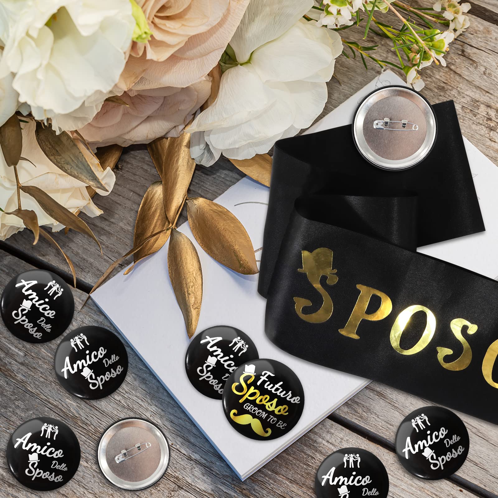 Kit Addio Al Celibato - Fascia Sposo + 13 Spille Divertenti - Foto 9