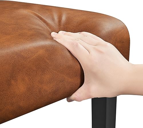 Miniatura 22 de Yaheetech Juego de 4 sillas de comedor de piel sintética de estilo moderno con patas de madera maciza y acolchado con botones para la cocina del