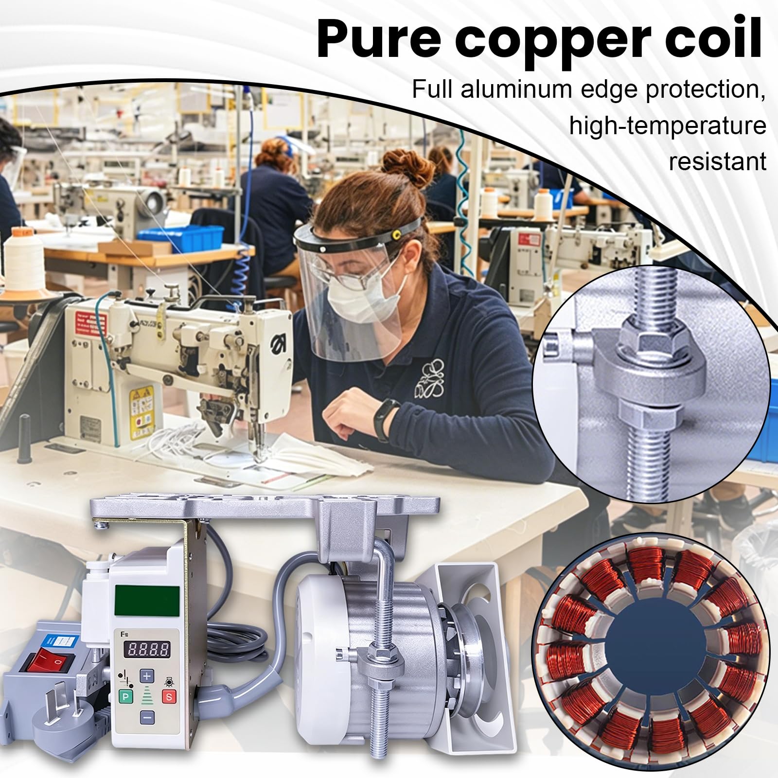 Motor EléCtrico Para MáQuina De Coser, 750w 220v Motor Industrial Con GuíA De Aguja Servomotor De Bajo Consumo De 200 A 6500 Rpm Para MáQuinas De Coser DoméSticas E Industriales