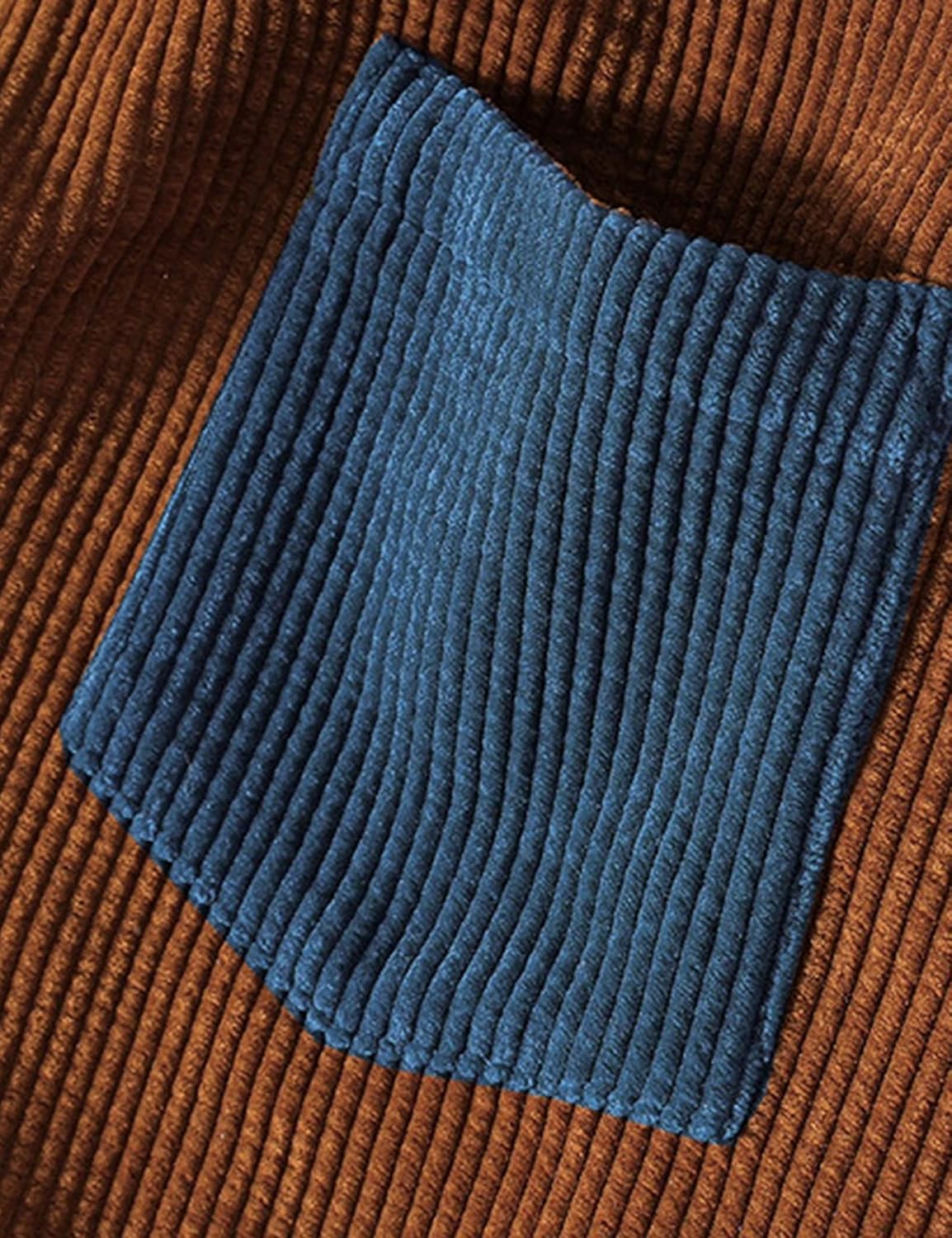 UANEO Mens Shacket Patchwork Long Sleeve Button Down Corduroy Shirts for Men - Image 4