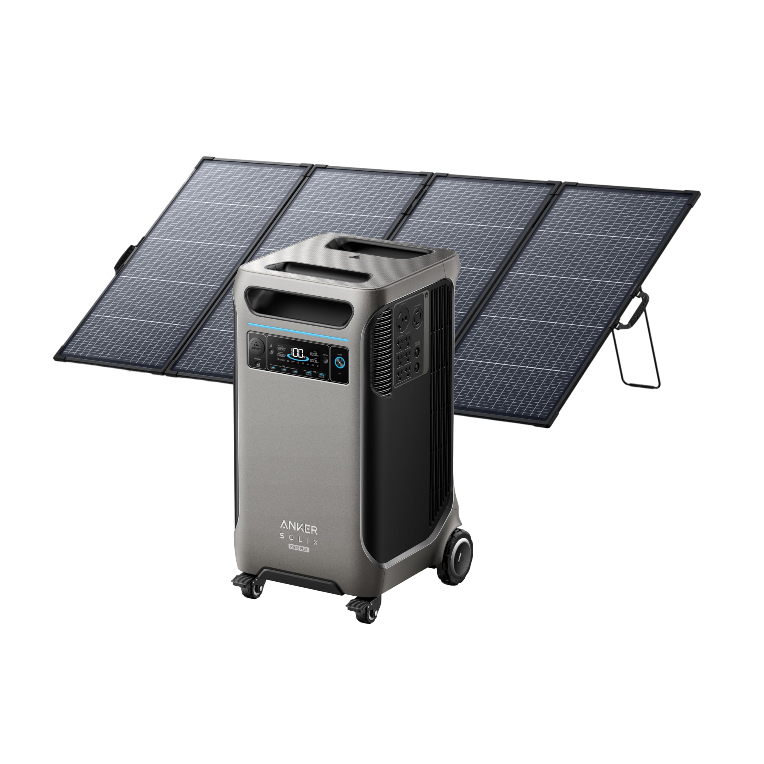 Anker SOLIX F3800 Plus Portable Power Station and 400W Solar Panel, 3,840Wh | 3,840Wh LiFePO4 Battery, 3,200W Solar Input, Generator-Ready for Dual-Charging, Solar Generator for Home and Emergencies