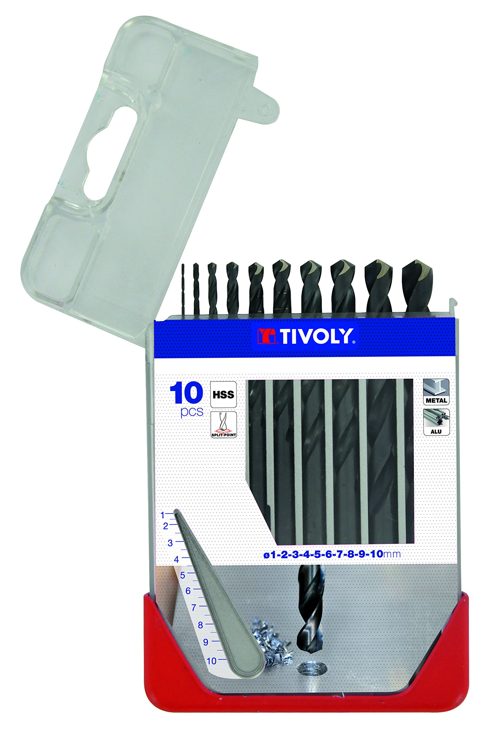 Tivoly AP13 - Pack of 10 Drill Bits for Metal DIN 338 HSS Diameter of 1, 2, 3, 4, 5, 6, 7, 8, 9, 10 mm) - Image 2