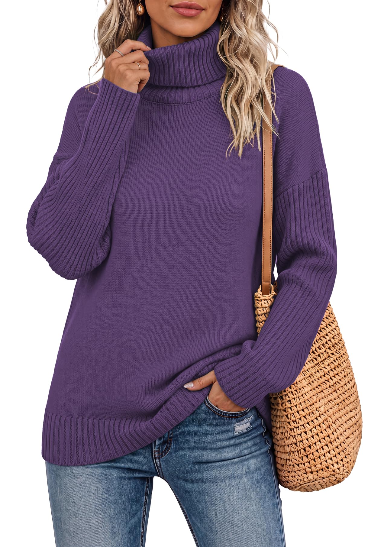 Jouica Women 2026 Fall Turtleneck Chunky Oversized Tunic Sweaters Pullover