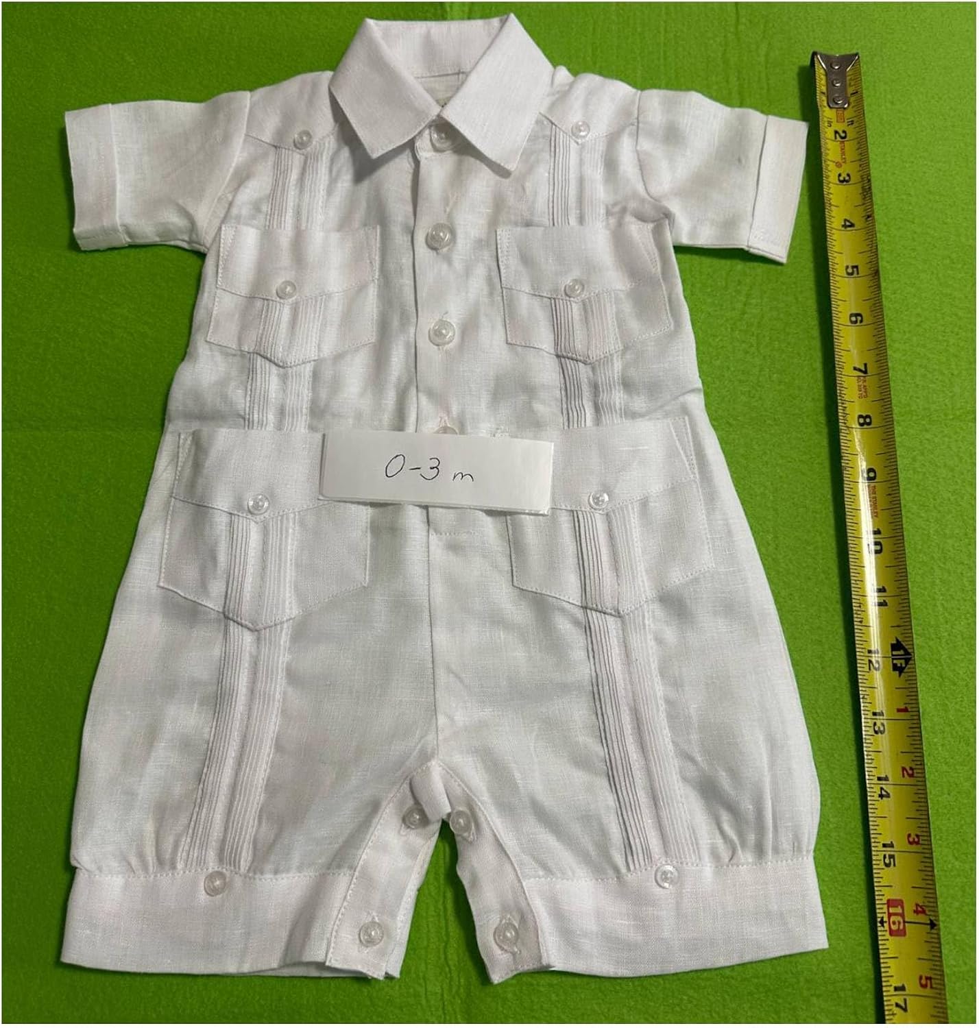 Guayabera Linen 100% for Babies. Baptism Guayabera | White Romper Infants | Chacabana for Babies. Family Picture.