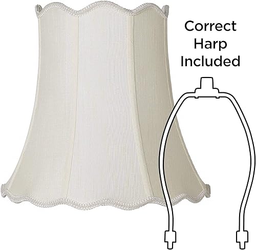 Miniatura 6 de Creme - Pantalla de lámpara de campana de vieira mediana de 10 pulgadas superior x 16 pulgadas inferior x 15 pulgadas de inclinación x 14.75