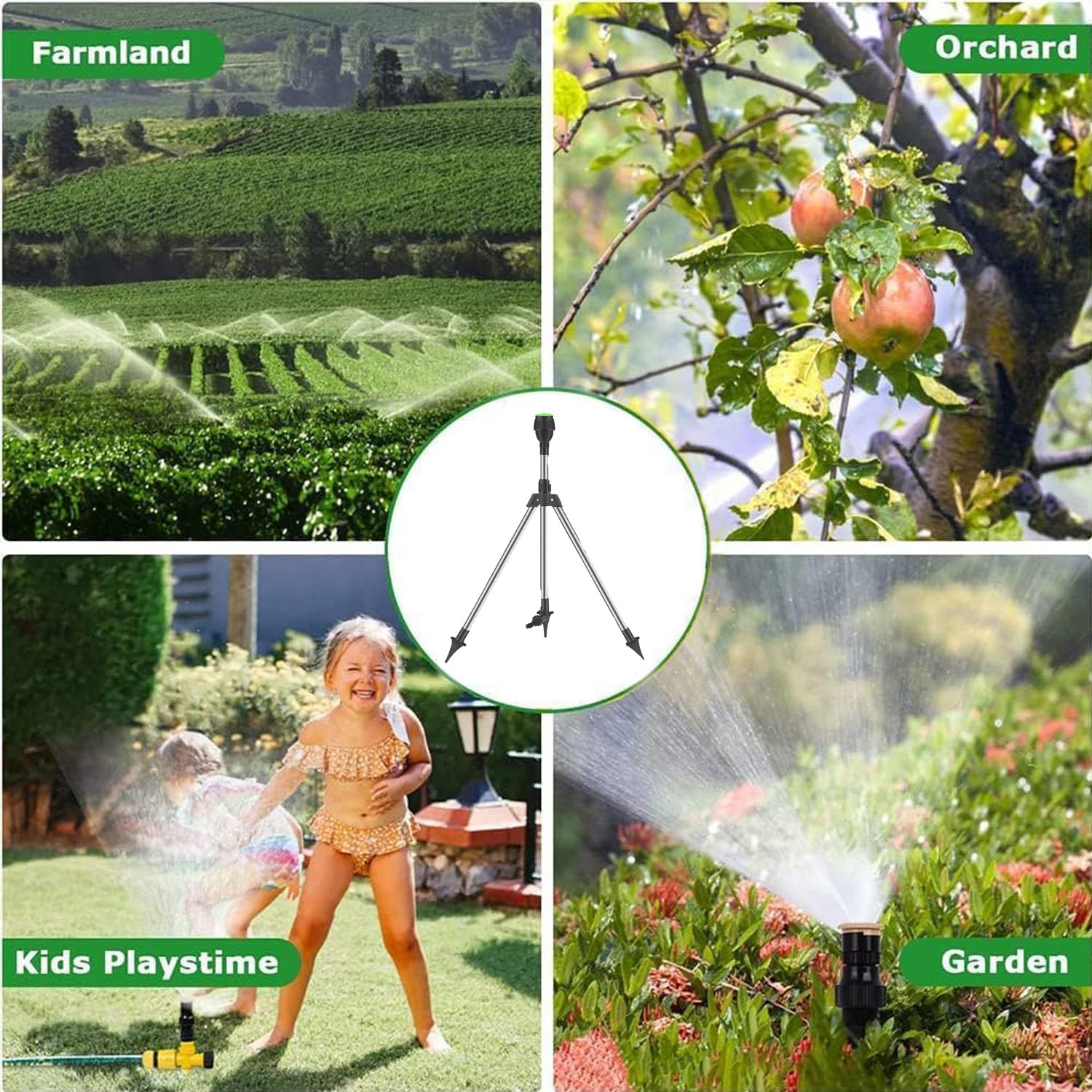 Aspersor de jardín,Aspersores de riego cesped,Aspersor de césped de Altura Ajustable,360 ° Giratorio para Grandes Superficies,aspersor automático para Plantas en el jardín