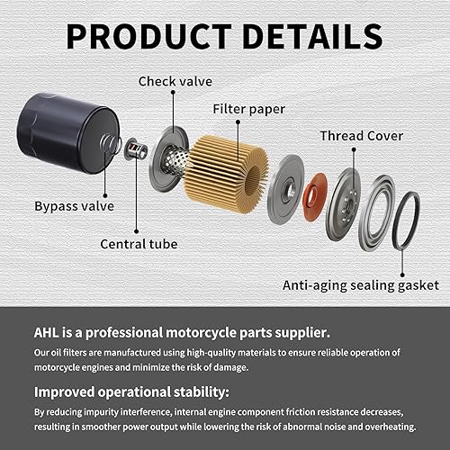 Miniatura 3 de AHL 113 Filtro de aceite para Honda TRX300EX TRX300 EX 1993-2008 TRX200D FOURTRAX 200 1990-1997 TRX 250 1987 TRX250X 1989-1990 TRX300EX FOURTRAX