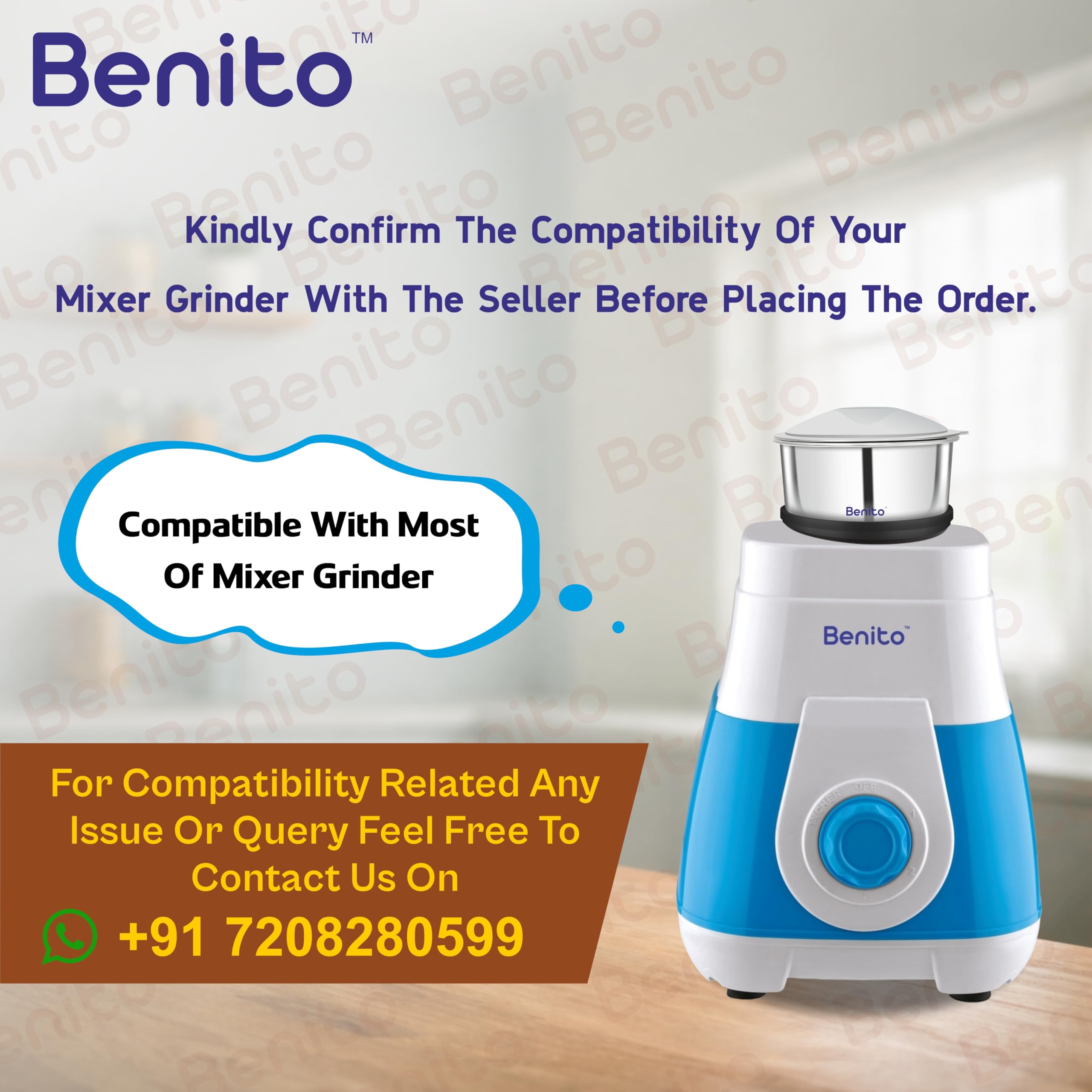 Benito Mini ECO Stainless Steel Coffee & Chutney Grinder (200ml) for Mixer Grinder - Compatible with 4 teeth coupler & Dual locking System — Amazon image 4