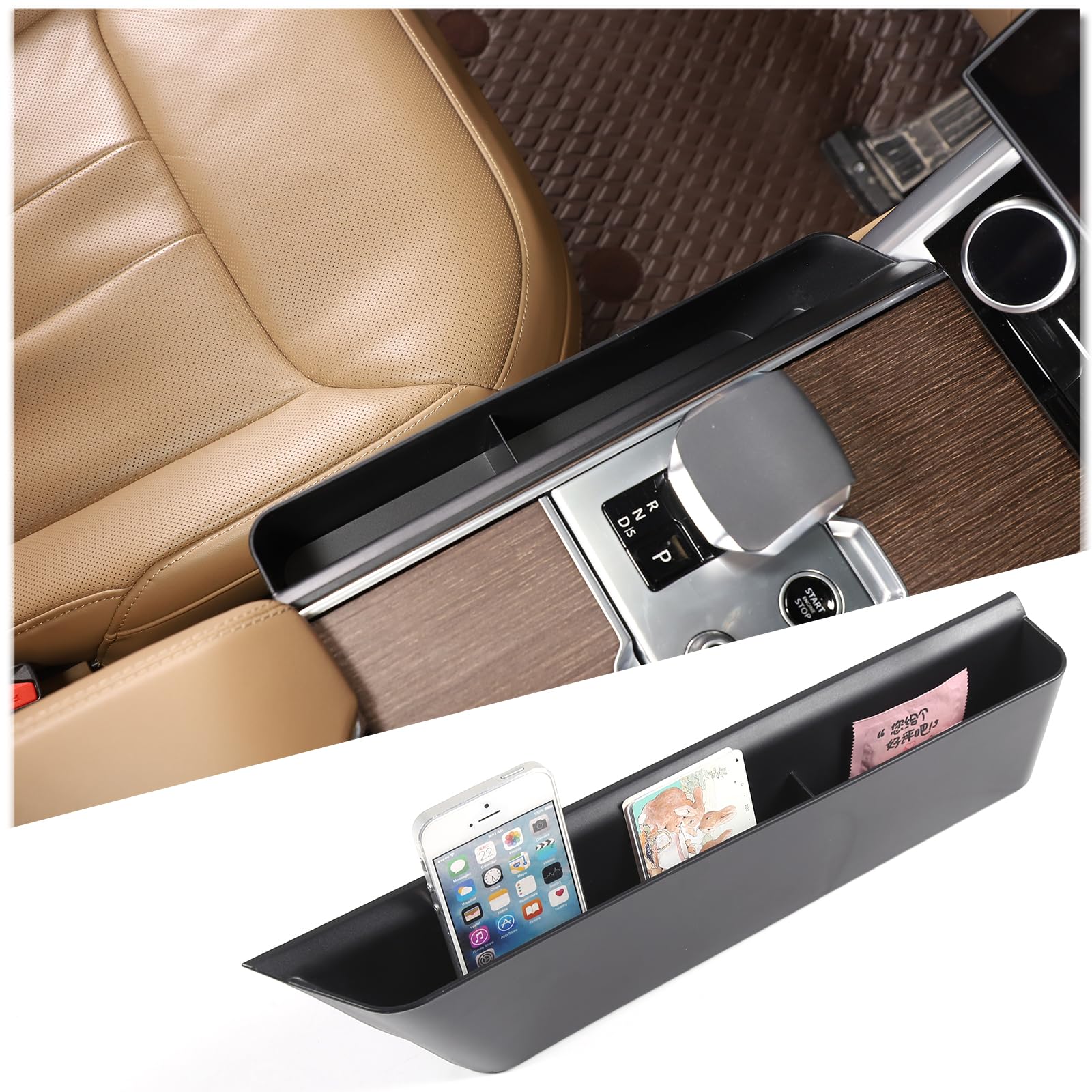 Heutamo Gear Shift Organizer Tray Compatible with Land Rover Range Rover Vogue Accessories 2023 2024,Center Console Shifter Side Tray Storage Box Interior Accessories (Driver Side)