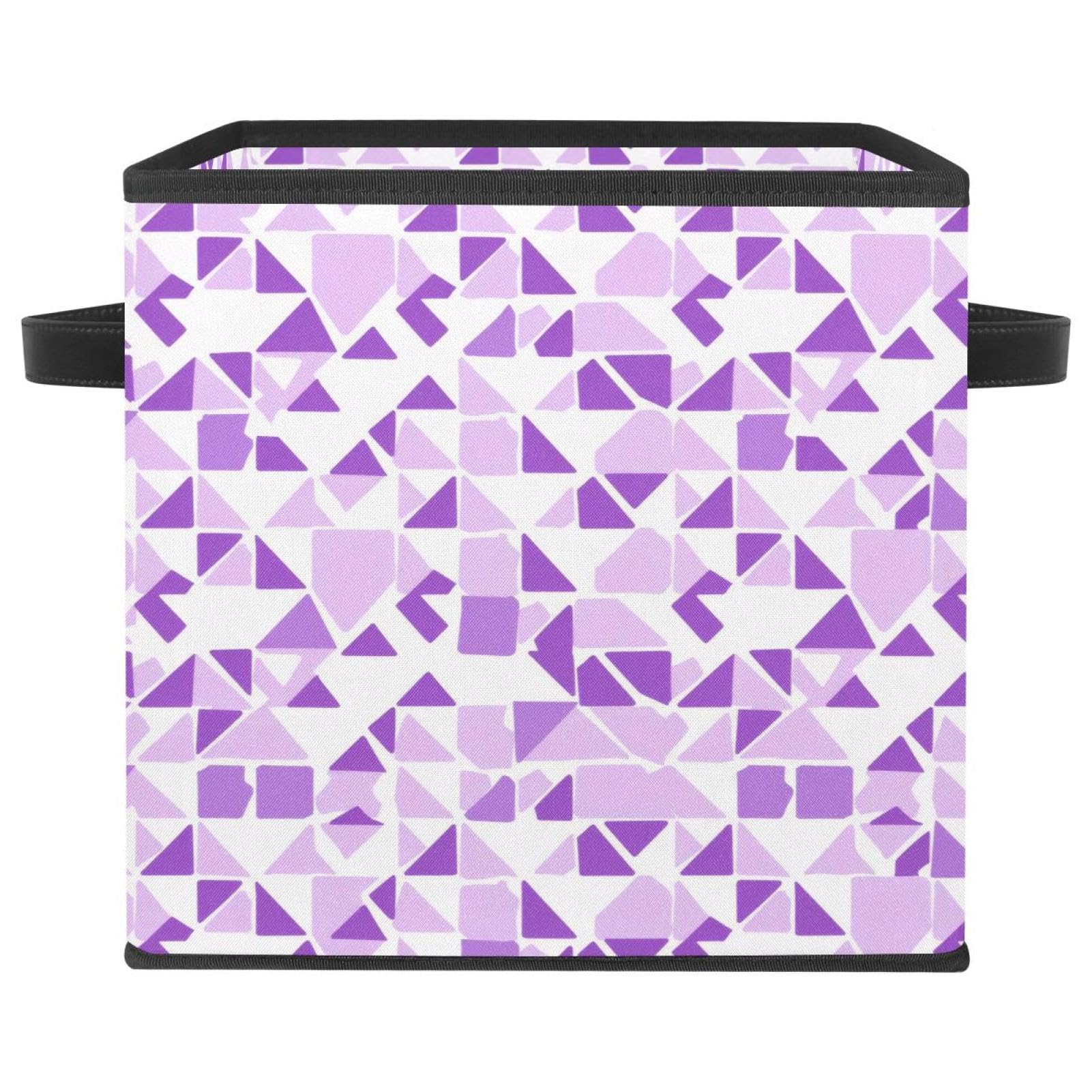 Bac de rangement cube violet à motif triangle pour organiser le salon chic