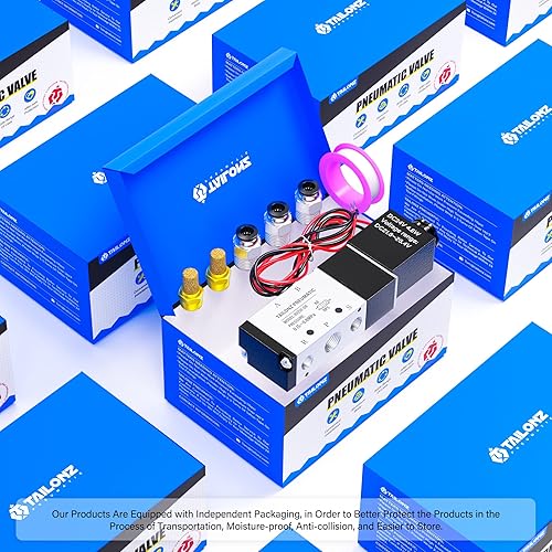 Miniatura 86 de TAILONZ PNEUMATIC Válvula solenoide de 1/4 "NPT 4V210-08 DC12V sola bobina accionada por piloto eléctrica 2 posiciones 5 vías Tipo de conexión Caja