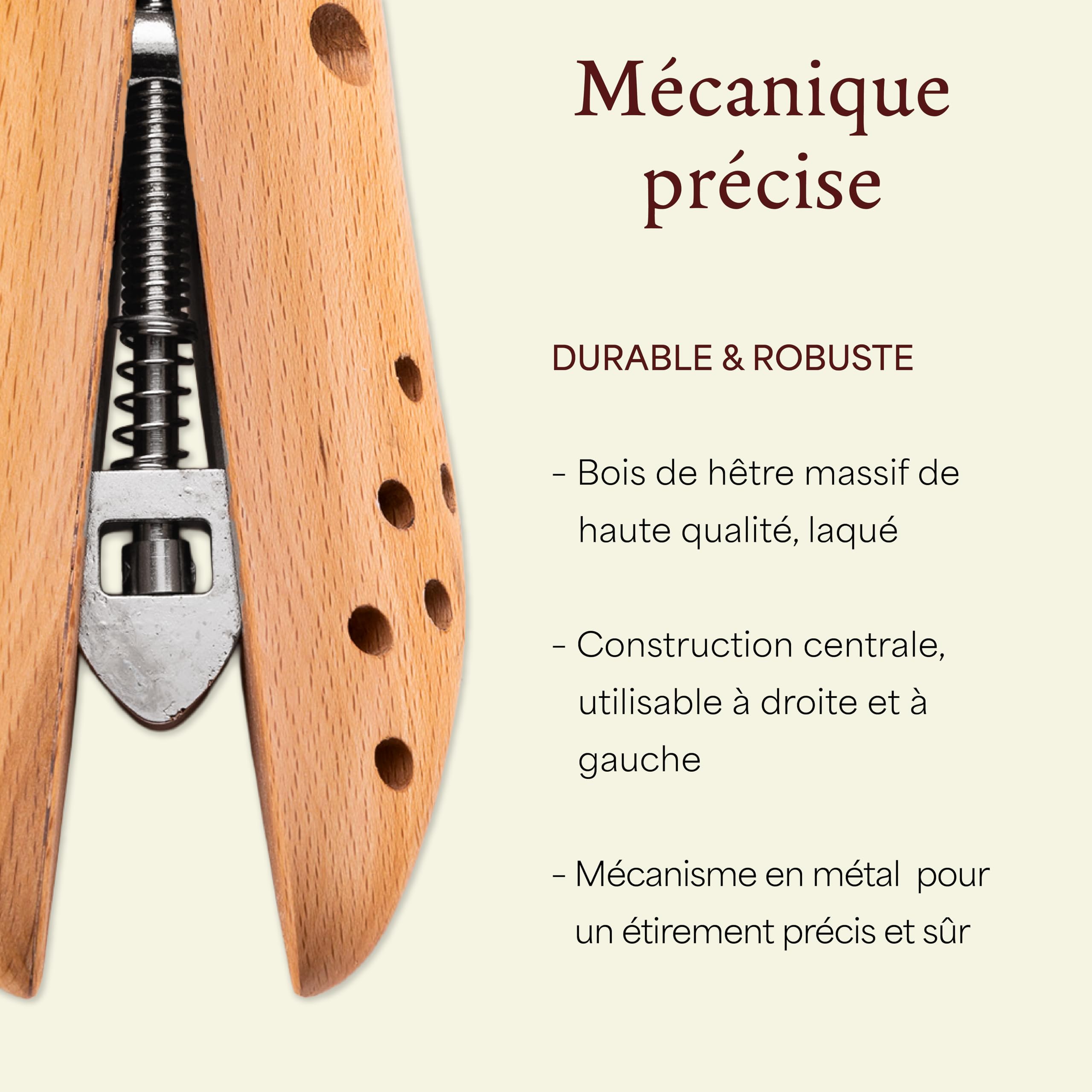 Langer & Messmer ecarteur chaussures pour femmes contre les chaussures ou bottes qui serrent en bois de hêtre et un mécanisme stable en métal incl. assouplisseur cuir chaussure 50 ml