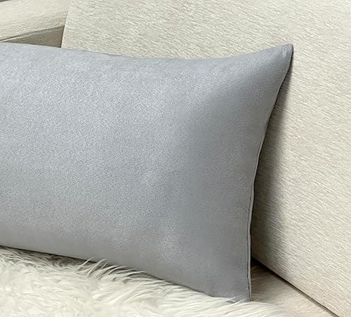 Miniatura 5 de Aiking Home Collection Creative Luxury - Funda de almohada decorativa de gamuza sintética, 12 x 24 pulgadas, color plateado