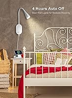 Vista 5 de deeloop Luz de lectura LED de montaje en pared para cama, lámpara de lectura con salida USB, 5 niveles de brillo, luces de libro de control táctil