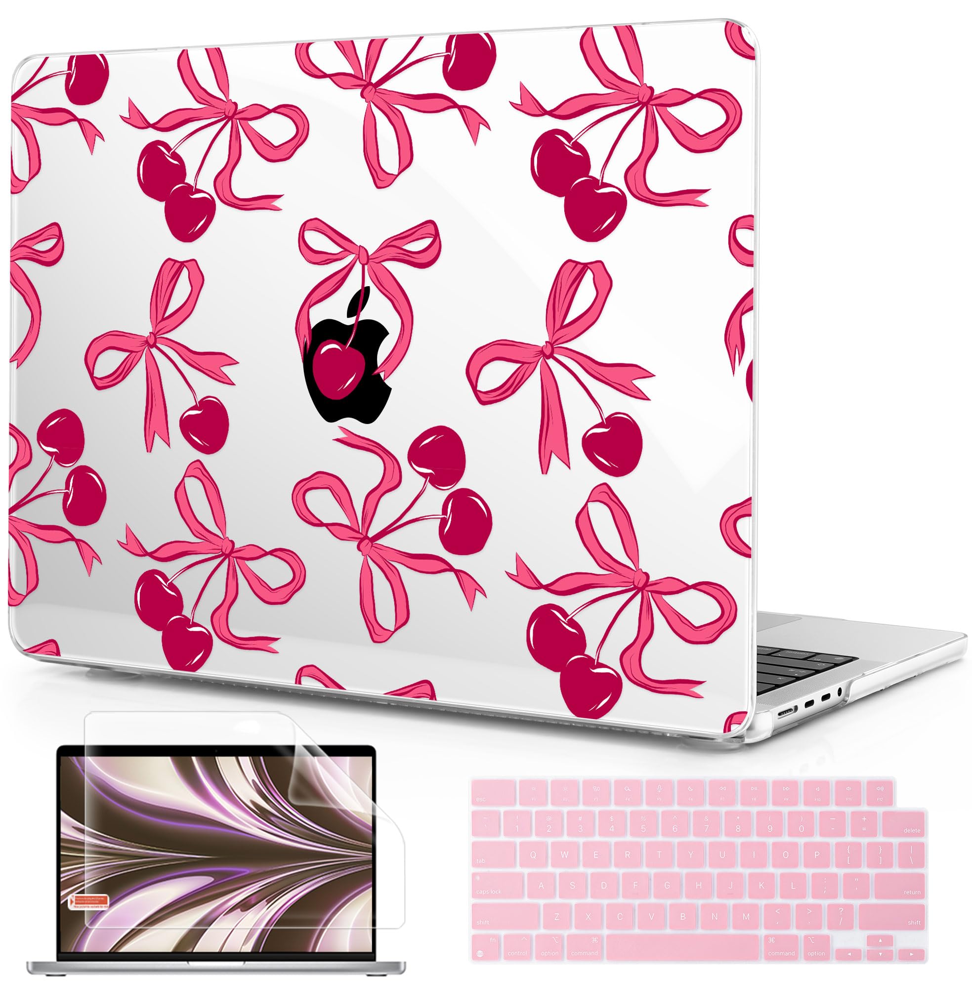 Compatibile con M4 MacBook Pro 16 pollici Case 2024 (A3403 A3186) 2023 (M3 A2991 M2 A2780) 2021 (M1 A2485) Pro/Max, cover rigida in plastica per Mac Pro 16, fiocchi e ciliegie