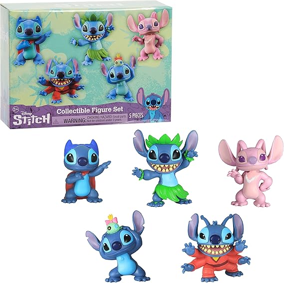Disney’s Lilo & Stitch Collectible Stitch Figure Set, 5-pieces, Kids Toys for Ages 3 Up by Just Play