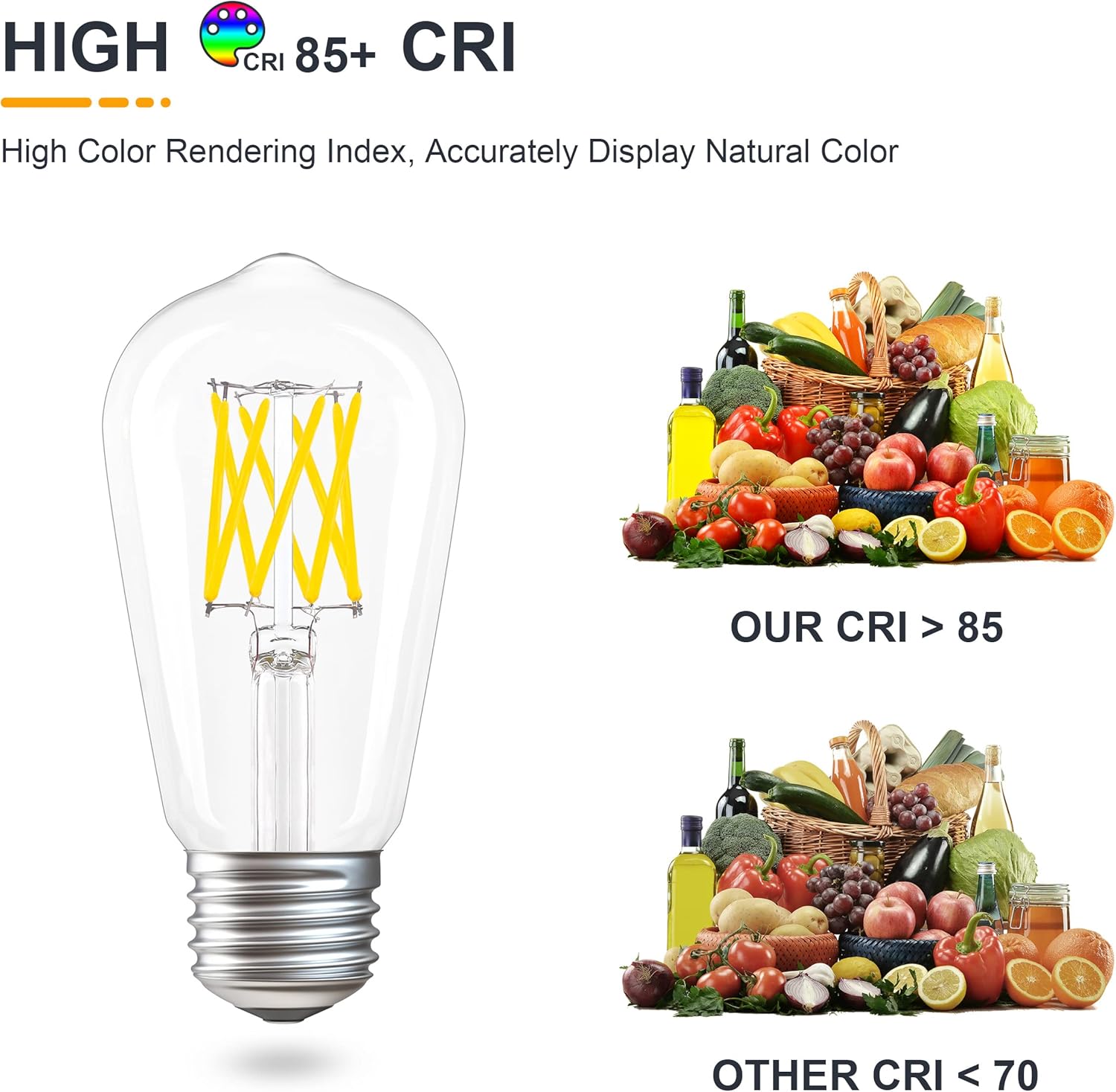 12V LED Light Bulbs - Daylight 5000K 8W(Only for 12 Volt DC/AC) - E26 Standard Base - 80W Equivalent Dimmable ST19 Low Voltage Edison Bulb for RV, Solar Battery System, 2 Pack