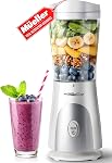 Mueller Smoothie Blender for Smoothies - Personal Blender for Shakes, Frozen Drinks, Baby Food & More, 15oz Travel Cup and Lid, Durable Stainless Steel Blades for Powerful Blending Performance