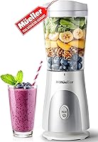 Vista 1 de Mueller Smoothie Blender for Smoothies - Personal Blender for Shakes, Frozen Drinks, Baby Food & More, 15oz Travel Cup and Lid, Durable Stainless