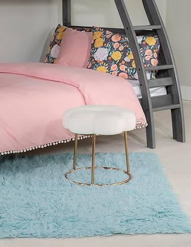 Miniatura 2 de Linon Taburete Talulah de tocador y acento blanco y dorado