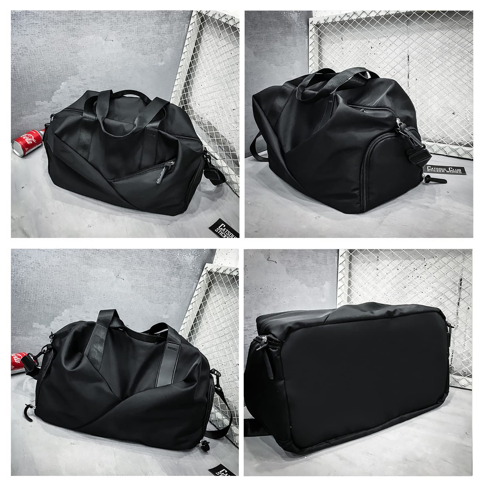 CORIOS Borsone da Viaggio Uomo/Donna Borsa Sportiva Borsone Palestra Grande Weekender Pernottamento Piscina Palestra Bagaglio a Mano con Scomparto Scarpe & Tasca di Separazione Bagnata e Asciutta Nero