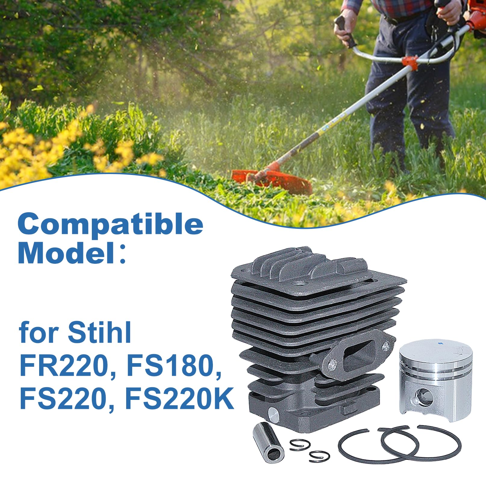 38mm Zylinderkolben Kit Für Stihl FS220 FR220 FS180 FS220K Freischneider Ersetzen Sie 4119 020 1204.