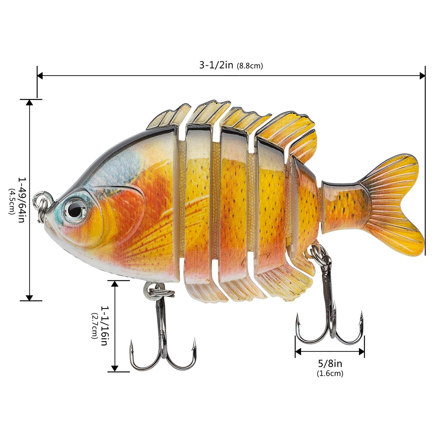 BASSDASH SwimPanfish - Señuelos de Pesca para Pesca de Peces panfish/Bluegill/topwater/Perca Dura de 8,9 cm, 4 Colores (4 Colores)