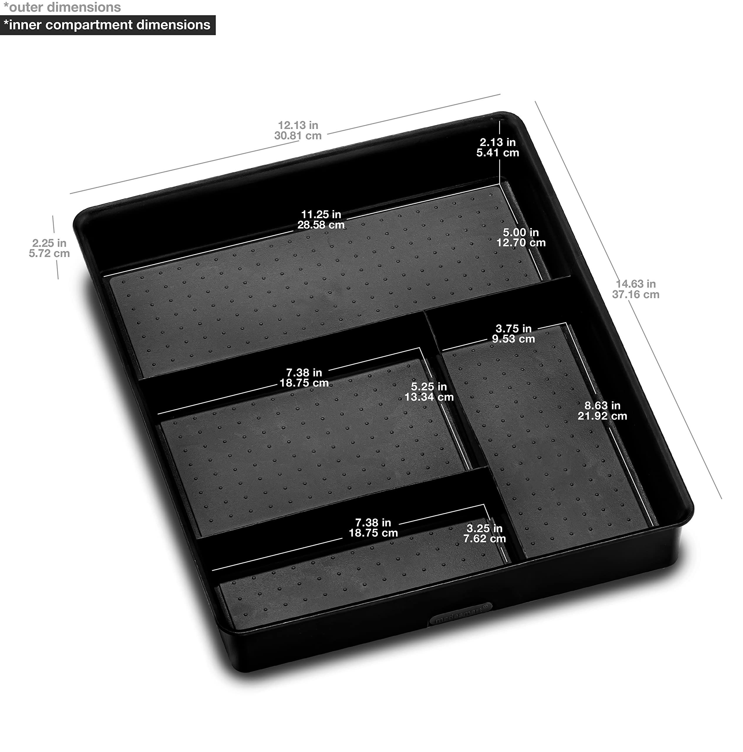 Madesmart Premium Utensilien-Tablett – Antimikrobieller Schubladen-Organizer Mit 2 Fächern, Rutschfest, Weiß
