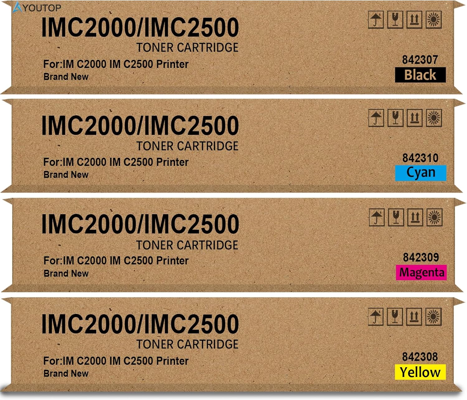 4PK IM C2000 IM C2500 Toner Cartridge for 842307 842308 842309 842310 Toner Replacement for Rioch IM C2000 IM C2500 Lanier IM C2000 IM C2500 Savin IM C2000 IM C2500 Printer