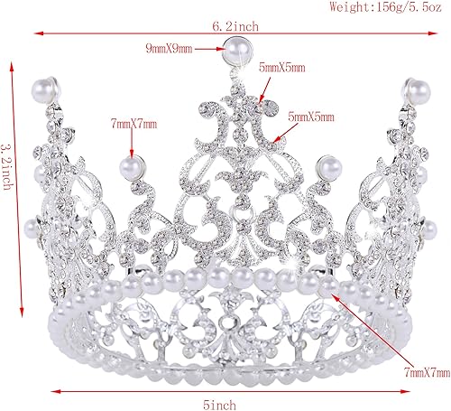 Miniatura 2 de Santfe corona nupcial de 4 pulgadas con gemas transparentes chapado en oro y plata