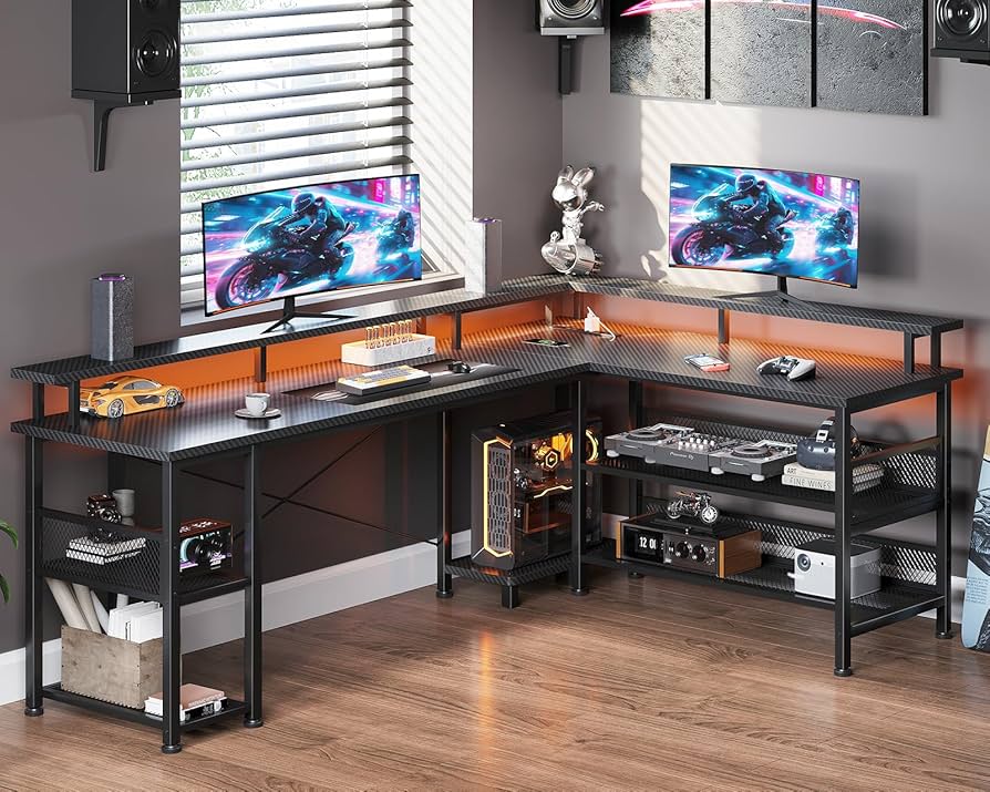 Amazon | AODK ゲーミングデスク パソコンデスク コンセント l字