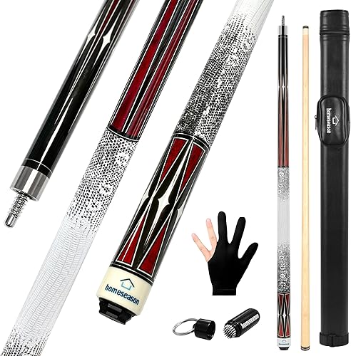 HomeSeason Taco de Billar de 58" Tacos de Billar con Agarre Impreso en 3D Profesional de Baja Deflexión Tacos de Billar de Madera de Arce Punta de