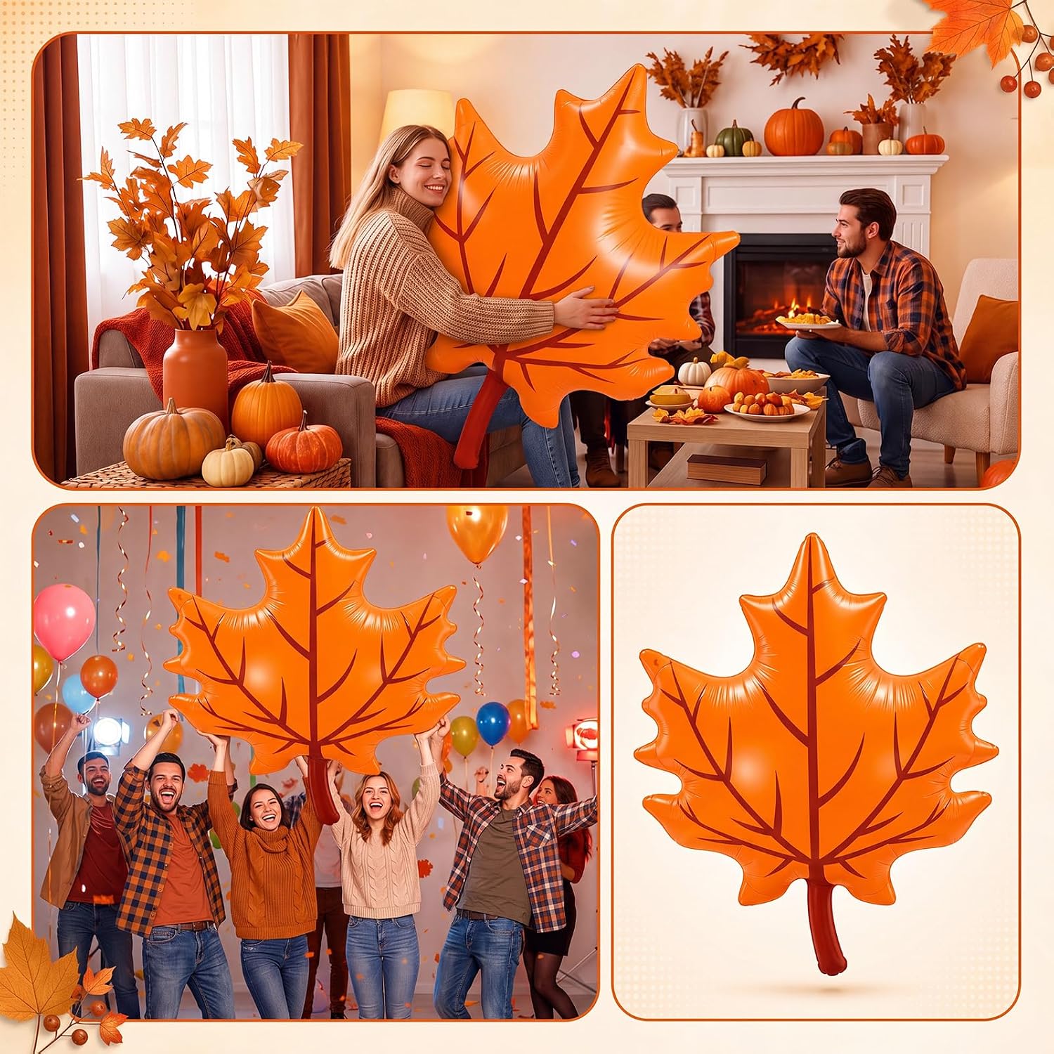 70 Inch Giant Inflatable Maple Leaf, Blow Up Fall Decor image 3