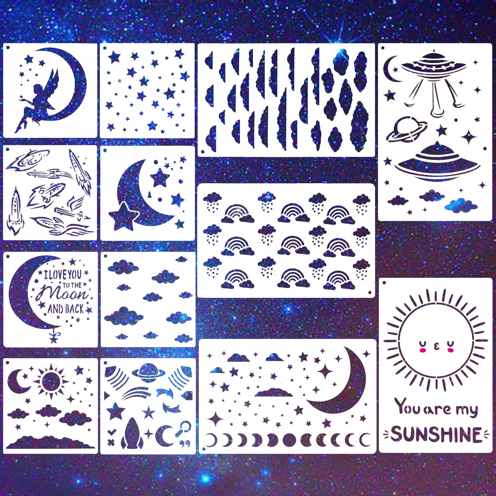Amazon.com : Moon and Stars Stencil - Stencil of Stars, Starry Night ...
