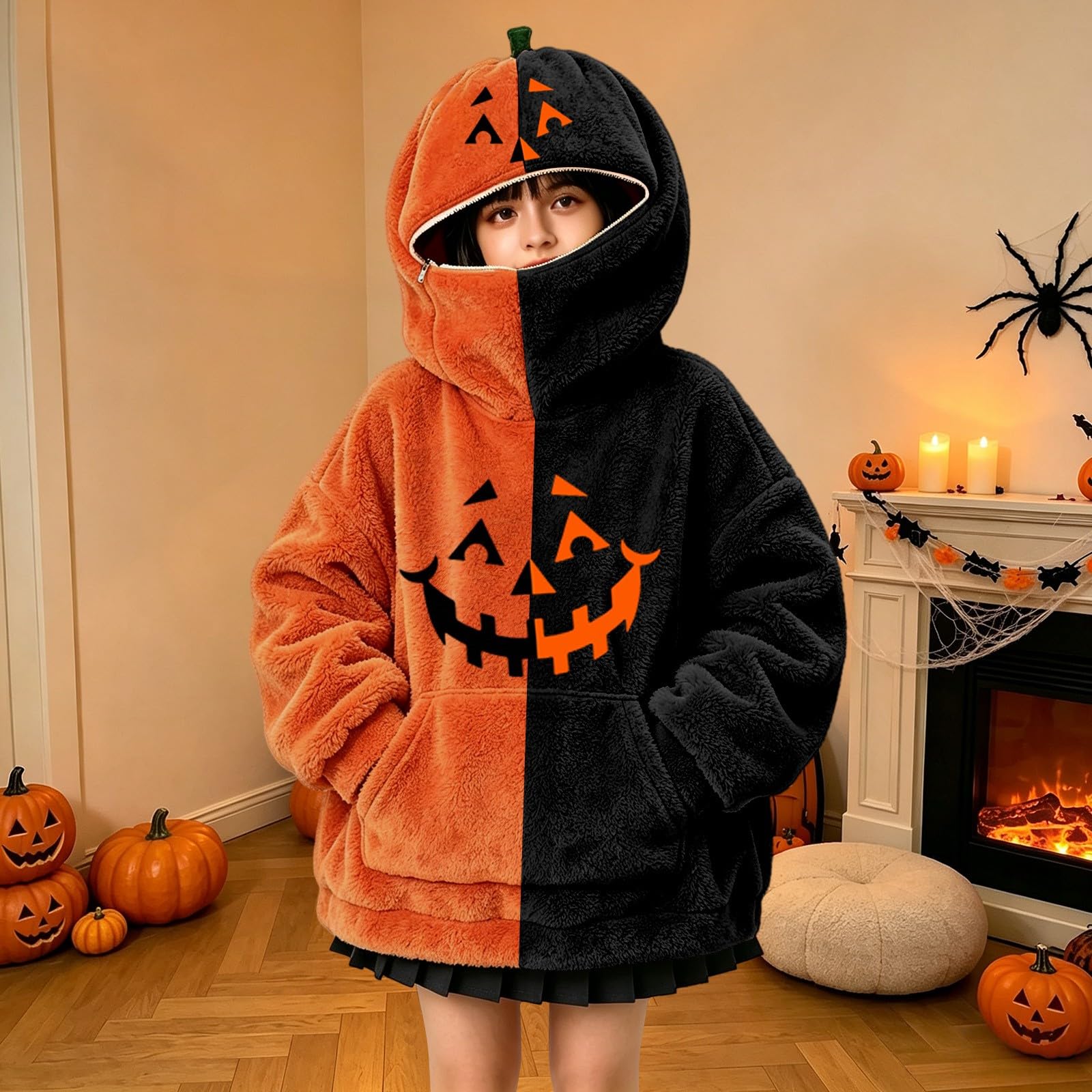 Felpa con cappuccio con cerniera per bambina, 152 Tops, felpa con cappuccio