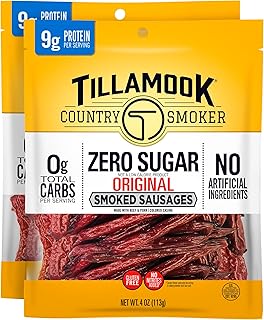 Tillamook Country Smoker Keto Friendly Zero Sugar Smoked Sausages, Original, 4 Ounce (Pack of 2)