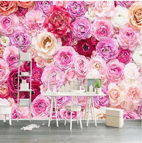 Amazon 壁画壁紙3dバラの花壁画リビングルーム結婚式の家家の装飾壁紙 3d 400x280cm 壁紙