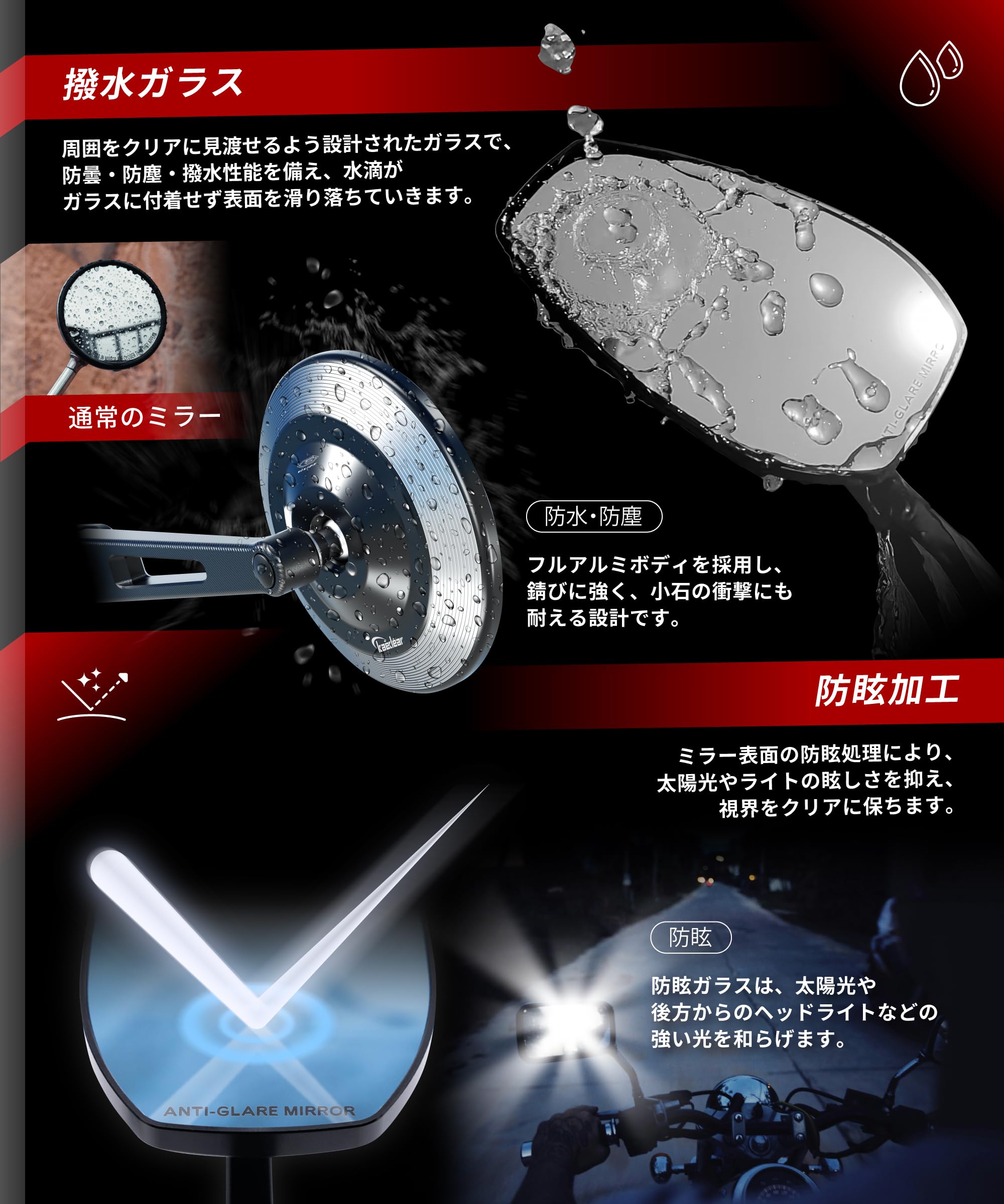 Amazon | Kaedear(カエディア) バイク ミラー バイクミラー 折りたたみ