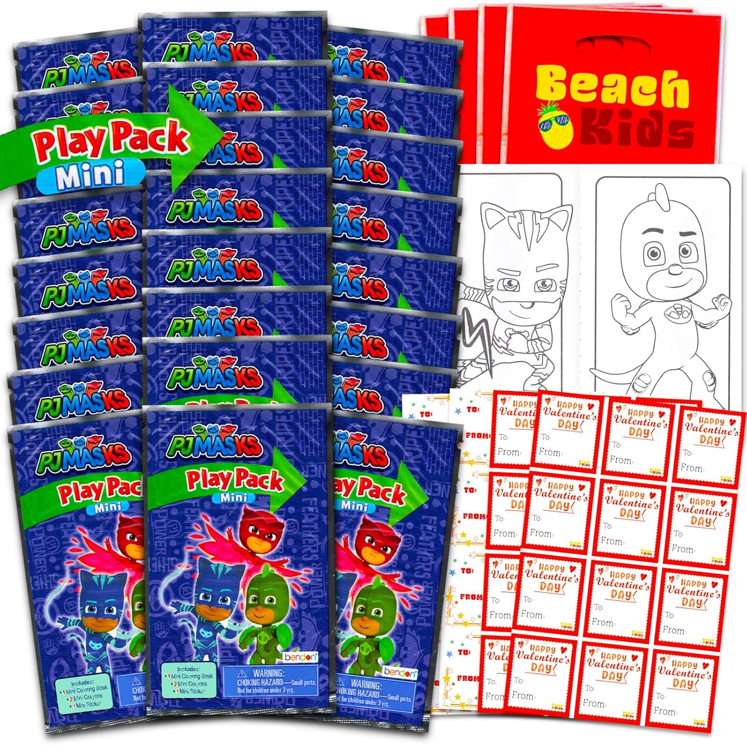 PJ Masks Valentine's Day Classroom Gift Exchange Bundle - 24 Mini Coloring Activity Books for School, Stickers | Valentines Kids Party Favors