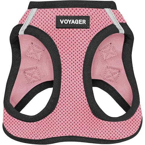 Voyager Step-In Air Dog Harness by Best Pet Supplies - All Weather Mesh Step in Vest Harness for Small and Medium Dogs, Pink/Black Trim, size XS - Chest: 13 - 14.5"