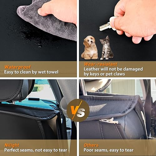 Miniatura 5 de Nilight 5 fundas de asiento de automóvil, impermeables, de piel sintética, antideslizantes, ajuste universal para autos de 5 pasajeros, Hyundai,