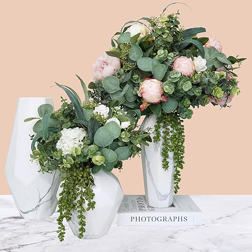 Miniatura 7 de Hojas artificiales de eucalipto de dólar plateado a granel, tallos y ramas sintéticas para ramos de florero, arreglos florales, corona, decoración