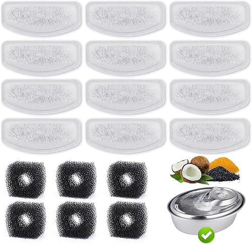 Paquete de 12 filtros de repuesto para fuente automática D60 de 100 oz3 L, filtros de fuente de carbono para gatos, dispensador de agua para