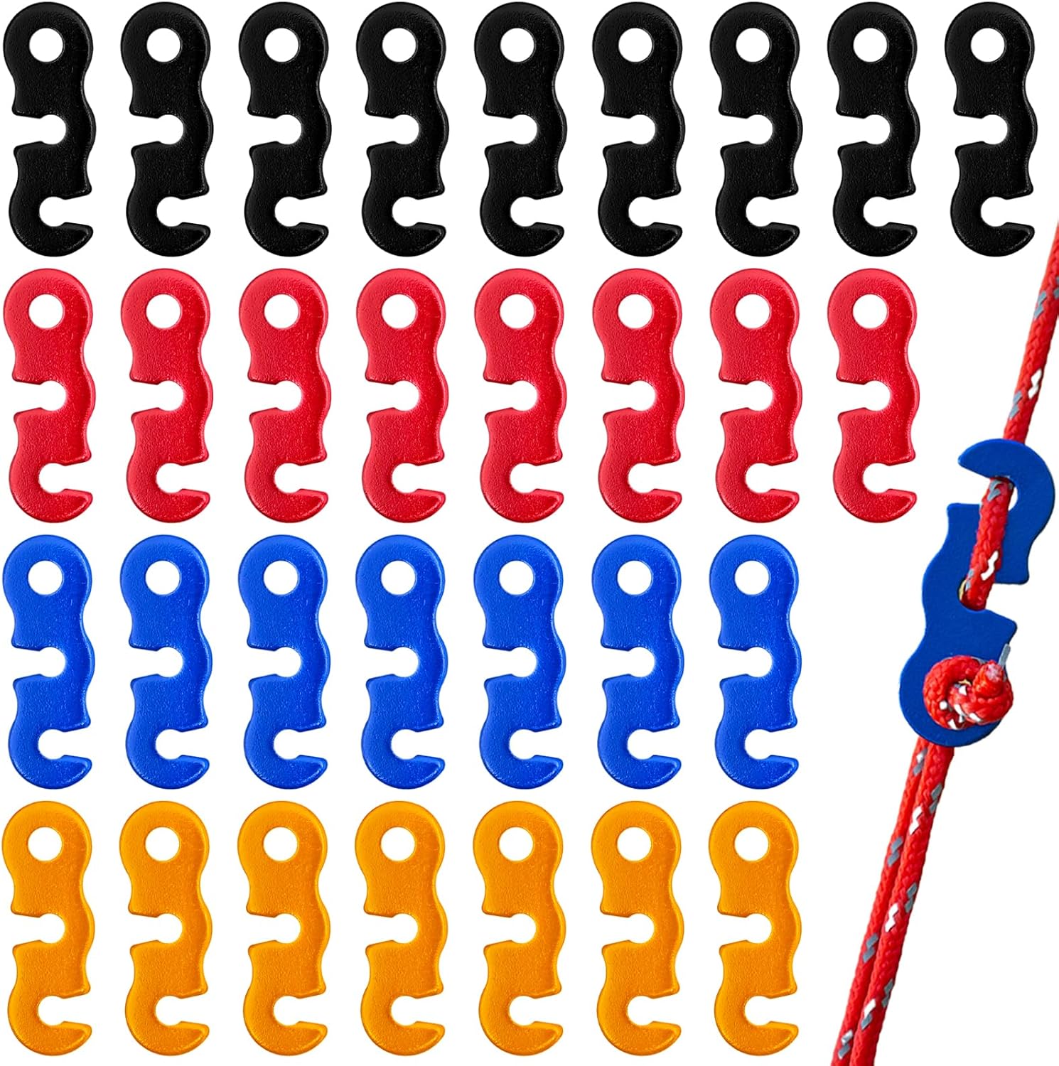 40 PCS Tent Tensioners Camping of Gear S-Shaped Aluminum Alloy Wind Rope Buckle Rope Adjusters Durable Portable Tent Accessories For Hiking Backpacking Picnic Shelter Shade Canopy Outdoor