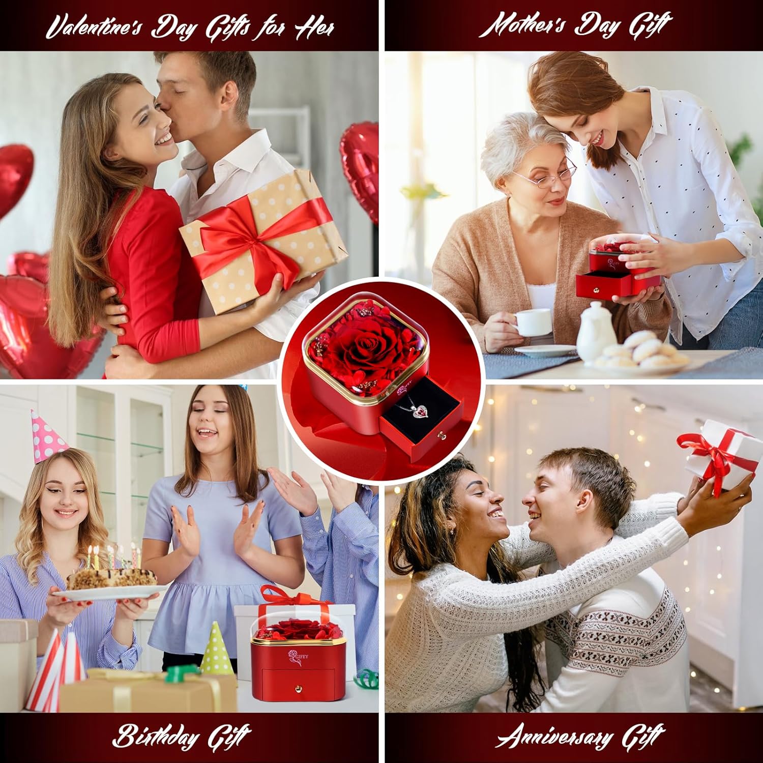 Valentines Day Gifts for Her - Preserved Real Blue Rose with Heart Necklace, Forever Flowers Gifts for Mom Grandma Wife Girlfriend at Christmas, Valentines, Mothers Day, Anniversary or Birthday Gifts for Women to Send Love - Image 6